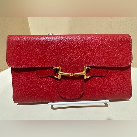Vintage Gucci 1955 Red Pebbled Leather Long Wallet - Picture 3 of 14